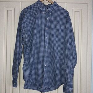 Ralph Lauren Blue Classic Fit Long-Sleeved Plaid Button Down Cotton Shirt XXL